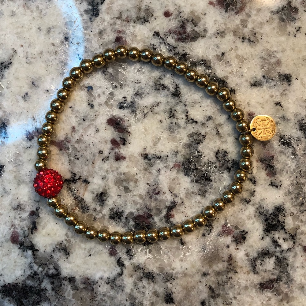 Rustic Cuff Gold & Red Bracelet